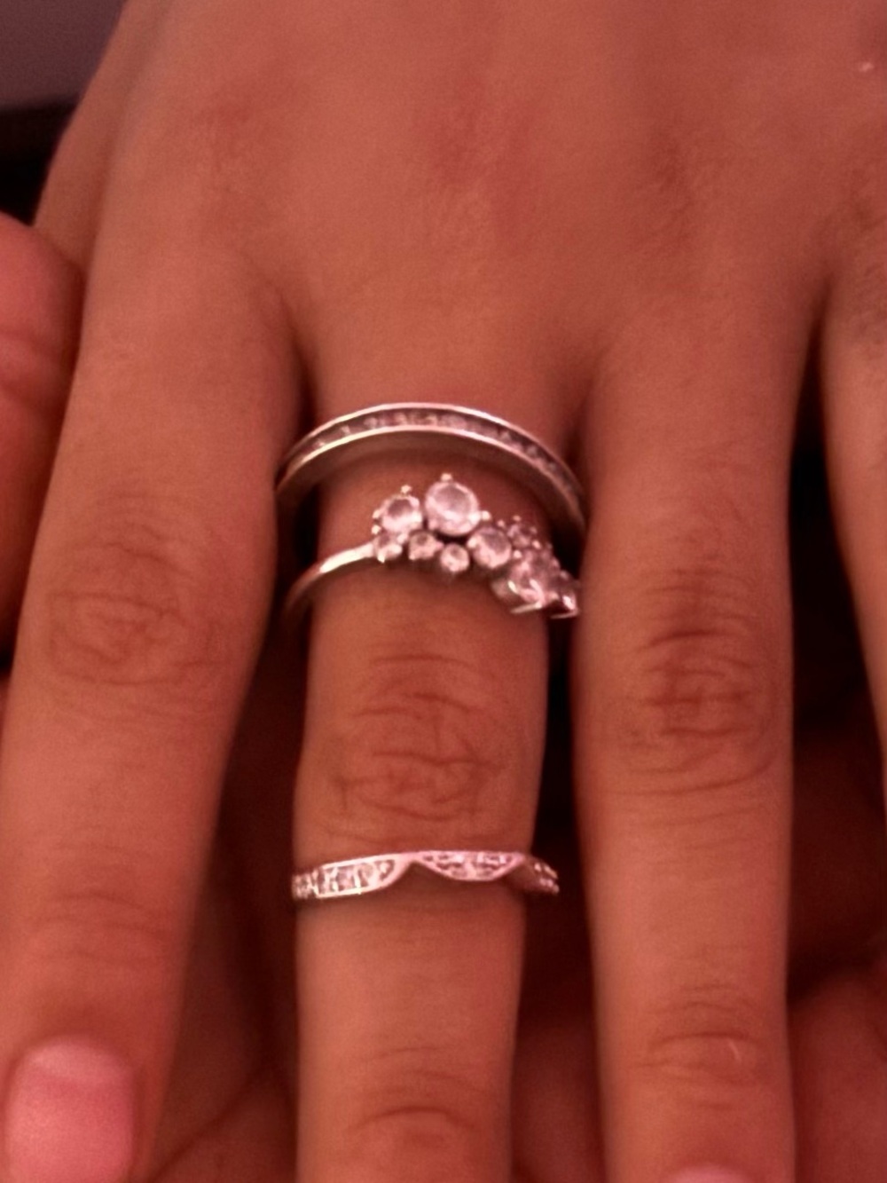 Sparkling 925 stamped Stackable Ring Set - White